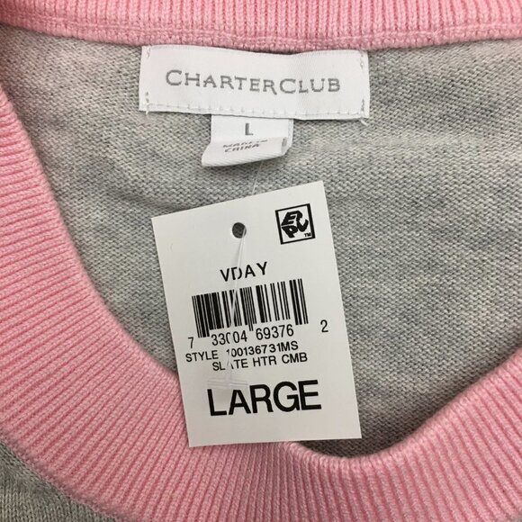 NEW Charter Club Women's Large Fall In Love Grey Sweater Retro Style Lightweight - Picture 5 of 8